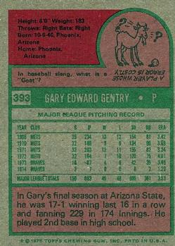 1975 Topps #393 Gary Gentry Back