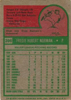 1975 Topps #396 Fred Norman Back