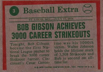 1975 Topps #3 Bob Gibson Back