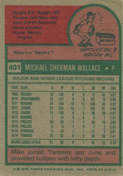 1975 Topps #401 Mike Wallace Back