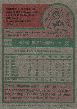 1975 Topps #448 Frank Duffy Back