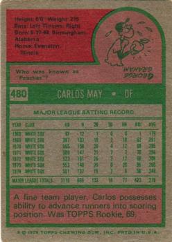 1975 Topps #480 Carlos May Back