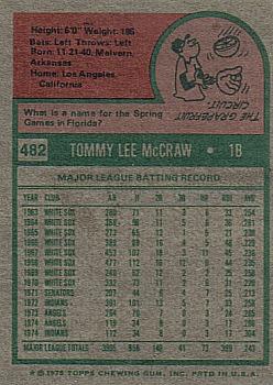 1975 Topps #482 Tom McCraw Back