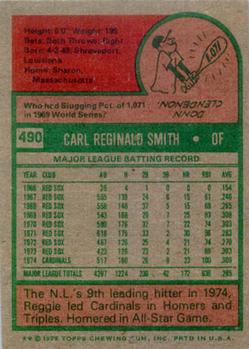1975 Topps #490 Reggie Smith Back