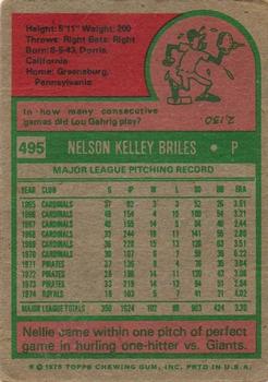1975 Topps #495 Nelson Briles Back