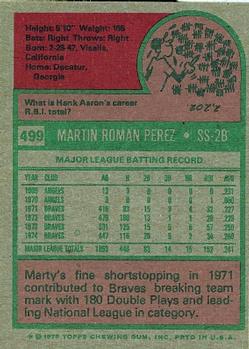 1975 Topps #499 Marty Perez Back