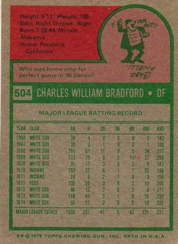 1975 Topps #504 Buddy Bradford Back