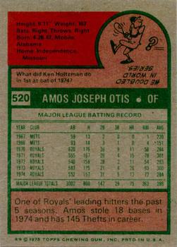 1975 Topps #520 Amos Otis Back