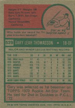 1975 Topps #529 Gary Thomasson Back