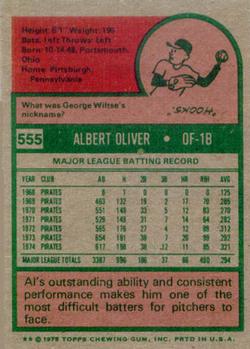 1975 Topps #555 Al Oliver Back