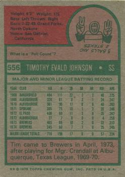 1975 Topps #556 Tim Johnson Back