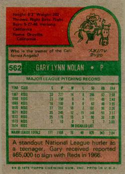 1975 Topps #562 Gary Nolan Back