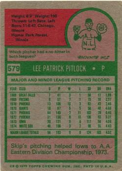 1975 Topps #579 Skip Pitlock Back