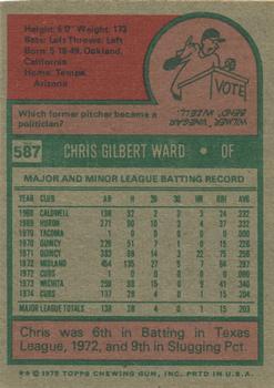 1975 Topps #587 Chris Ward Back