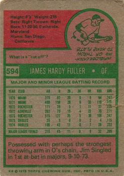 1975 Topps #594 Jim Fuller Back