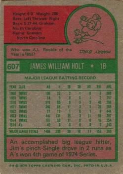 1975 Topps #607 Jim Holt Back