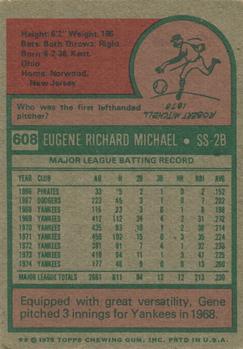 1975 Topps #608 Gene Michael Back