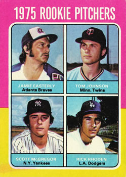 1975 Topps #618 1975 Rookie Pitchers (Jamie Easterly / Tom Johnson / Scott McGregor / Rick Rhoden) Front