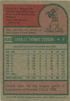 1975 Topps #635 Chuck Dobson Back