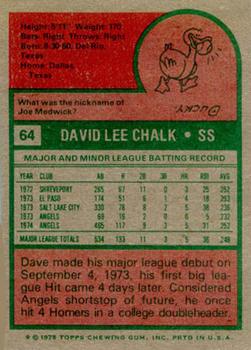 1975 Topps #64 Dave Chalk Back
