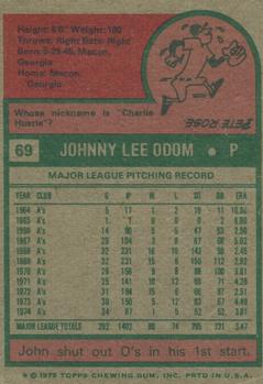 1975 Topps #69 John Odom Back