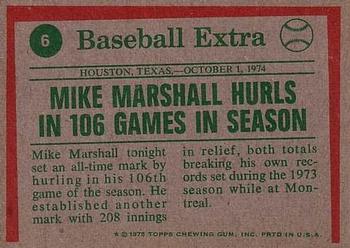 1975 Topps #6 Mike Marshall Back