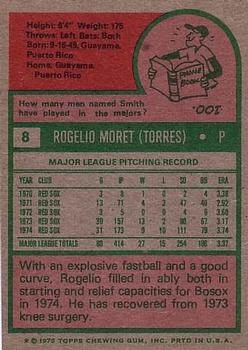 1975 Topps #8 Rogelio Moret Back