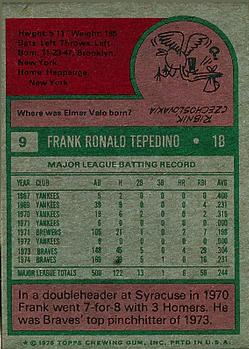1975 Topps #9 Frank Tepedino Back