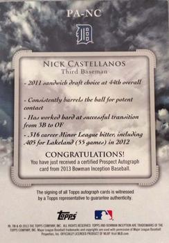 2013 Bowman Inception #PA-NC Nick Castellanos Back