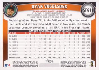 2011 Topps Emerald Nuts San Francisco Giants #SFG11 Ryan Vogelsong Back