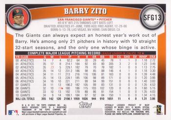 2011 Topps Emerald Nuts San Francisco Giants #SFG13 Barry Zito Back