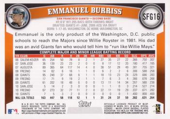 2011 Topps Emerald Nuts San Francisco Giants #SFG16 Emmanuel Burriss Back