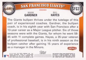 2011 Topps Emerald Nuts San Francisco Giants #SFG31 Mark Gardner/Bill Hayes Back
