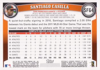 2011 Topps Emerald Nuts San Francisco Giants #SFG4 Santiago Casilla Back