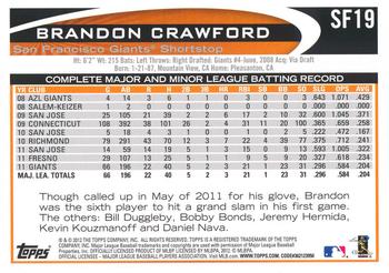 2012 Topps Emerald Nuts San Francisco Giants #SF19 Brandon Crawford Back