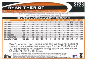 2012 Topps Emerald Nuts San Francisco Giants #SF23 Ryan Theriot Back