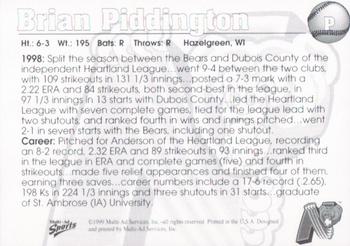 1999 Multi-Ad Newark Bears #15 Brian Piddington Back