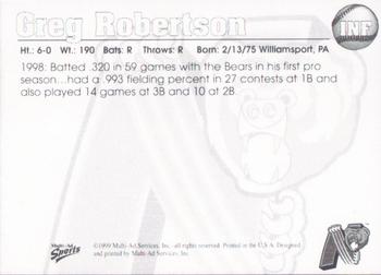 1999 Multi-Ad Newark Bears #18 Greg Robertson Back