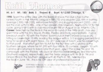 1999 Multi-Ad Newark Bears #22 Keith Thomas Back