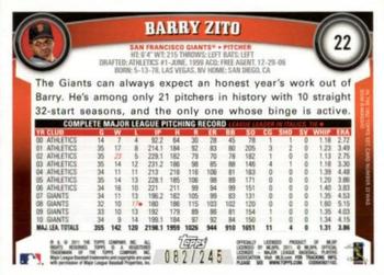 2011 Topps - Red Border #22 Barry Zito Back