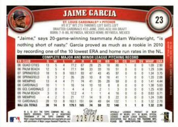 2011 Topps - Red Border #23 Jaime Garcia Back