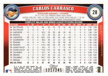 2011 Topps - Red Border #28 Carlos Carrasco Back