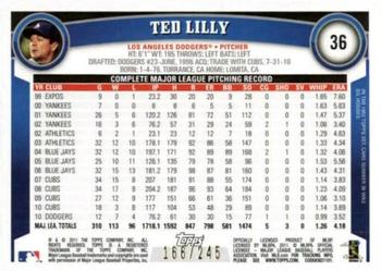 2011 Topps - Red Border #36 Ted Lilly Back