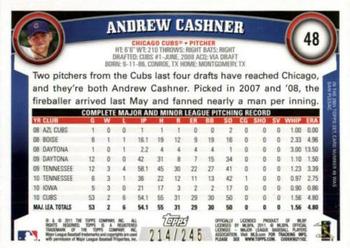 2011 Topps - Red Border #48 Andrew Cashner Back
