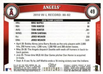 2011 Topps - Red Border #49 Los Angeles Angels Back
