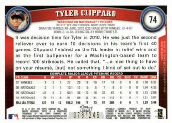 2011 Topps - Red Border #74 Tyler Clippard Back
