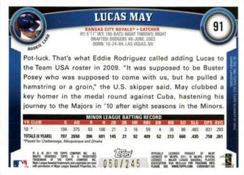 2011 Topps - Red Border #91 Lucas May Back