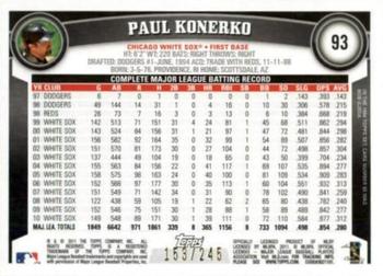 2011 Topps - Red Border #93 Paul Konerko Back