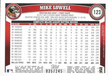 2011 Topps - Red Border #123 Mike Lowell Back