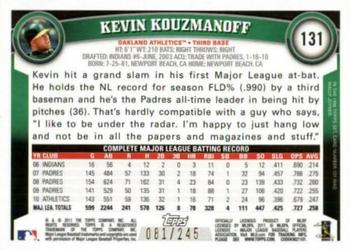 2011 Topps - Red Border #131 Kevin Kouzmanoff Back
